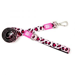 Laisse courte Max & Molly Leopard Pink pour chien - taille XS : L 120 x l 1 cm