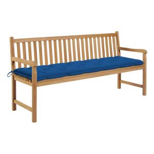 VidaXL Banc de jardin avec coussin bleu 175 cm Bois de teck massif
