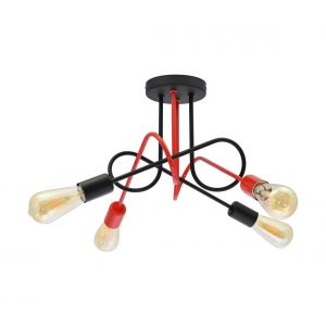 Lustre mont&eacute; en surface OXFORD 4xE27/60W/230V noir/rouge