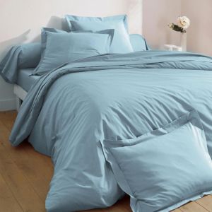 Housse de couette 200x200 bleu glacier en coton