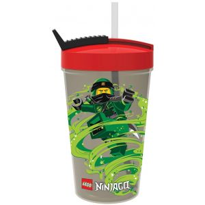 Lego Gobelet avec paille vert / Ninjago rouge