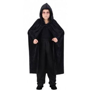 Ruedelafete Cape capuche Vampire velours 120cm enfant, Noir