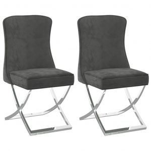 Image de VidaXL Chaises de salle à manger 2 pcs Gris 53x52x98 cm Velours