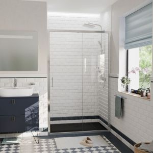 Ceramia PURA Porte de douche 120x195cm coulissante anticalcaire avec profil&eacute;s Chrome brillant (CERAHP120C)