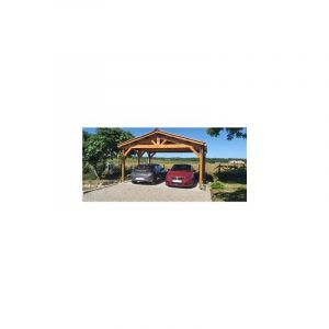 Carport deux pentes - 550cm x 1050cm - PIN DOUGLAS - surface 57,75 m&sup2;