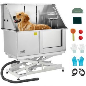 Baignoire de Chien Acier Inoxydable-VEVOR-Baignoire de Toilettage &Eacute;lectrique-pour Animaux de Compagnie 127 cm-Porte Droite