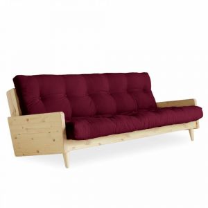 Image de Inside75 Canapé 3/4 places convertible INDIE style scandinave futon bordeaux couchage 130*190 cm. - bordeaux