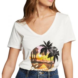 Morgan T-shirt &agrave; inscription ecru femme - Taille S