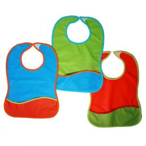 Ti TIN | Lot de 3 Bavoirs Imperméables avec Poche, 31x42 cm | 100% Polyuréthane - Bavoirs pour Bébés de plus de 1 an - Fermeture avec Scratch - Couleur Unie - 320gr/m²