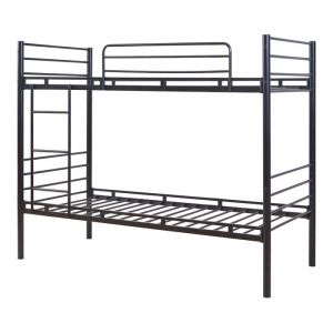 Lit superposé en métal Bevapis 90 x 200 cm noir [en.casa]