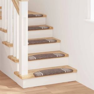 VidaXL Tapis D'escalier Auto-Adh&eacute;sifs 15 Pcs Marron 65 X 21 X 4 Cm