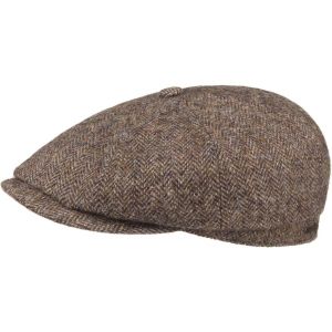 Image de Stetson Casquette Hatteras Woolrich Homme | Made in The EU Forme Arrondie Gavroche Bonnet pour avec Visiere, Doublure, Doublure Automne-Hiver | 58 cm Marron