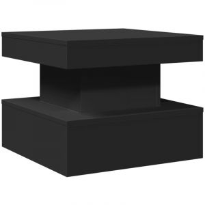 VidaXL Table Basse avec Lumières LED, Table d'Appoint, Bout de Canapé, Meuble de Salon Salle de Séjour, Moderne, Noir Bois d'Ingénierie