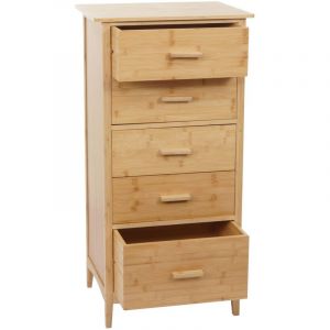 Décoshop26 Commode en bambou étagère 5 tiroirs 100x50x40 cm 040006493