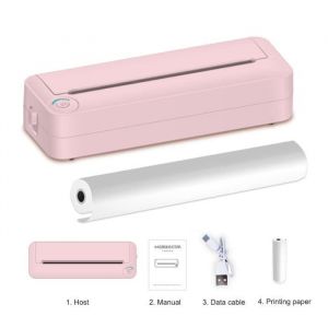 Mini Imprimante thermique A4, imprimante Bluetooth portable, rose