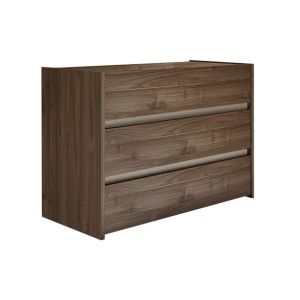Image de Miliboo Commode design 3 tiroirs finition noyer L111 cm ODE