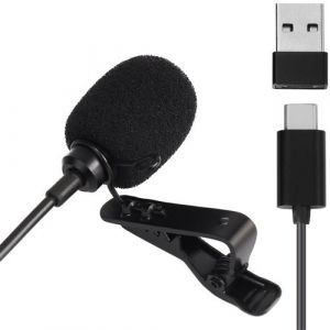 Daffodil Micro Cravate Type C Lavalier Filaire MCP150 - USB C Omnidirectionnel Dynamique HF Smartphone PC Mac & Adaptateur USB