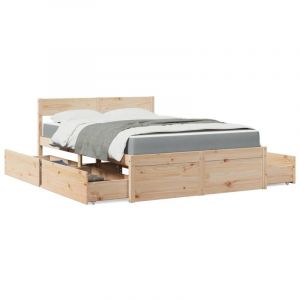VidaXL Lit Avec Tiroirs Et Matelas 120x200 Cm Bois Massif De Pin