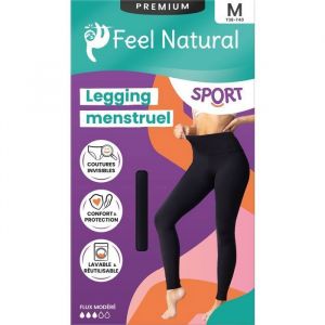 Feel Natural Legging Menstruel de Sport pour Femme - Lavable et R&eacute;utilisable avec Coutures Invisibles - Confort et Protection Maximale pour Un Quotidien Actif et sans Fuite - Taille M