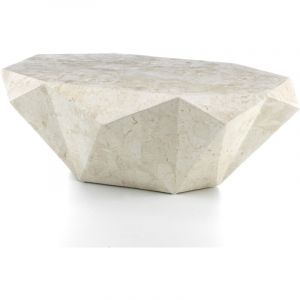 Iperbriko - Table basse moderne en pierre fossile beige 120 x 70 x h 40