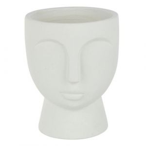 Cache-Pot en Ciment "Visage" 22cm Blanc
