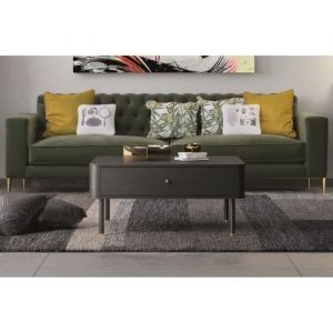 Image de GAMI Table basse carée 1 tiroir - Décor noir - L 87 x P 87 x H 41 - FERREL