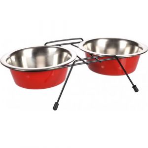 Ecuelle duo ø 16 cm 800 ml avec support Arjun M pour chien Flamingo Pet Products FL 520828