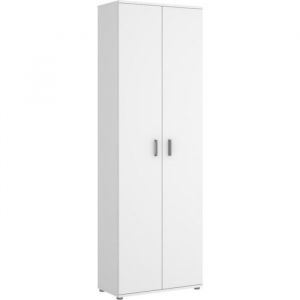 Pegane Armoire de rangement 2 portes coloris blanc - Longueur 61 x Profondeur 35 x Hauteur 190 cm