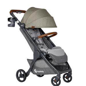 Ergobaby Metro+ Deluxe Poussette avec fonction de couchage, poussette pour enfants de la naissance &agrave; 22kg, pliable et compatible avec si&egrave;ge-auto, guidon r&eacute;glable en hauteur inclus, Empire State Green