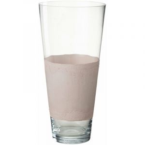 Vase D&eacute;co en Verre "Delph" 45cm Transparent & Rose Prix