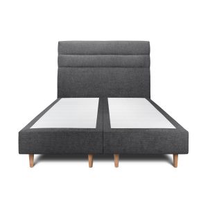 Lit avec tête de lit lignes tissu et sommier tapissier Noir 2x90x200