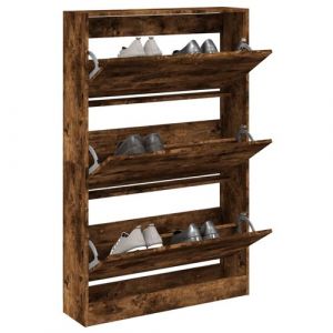 VidaXL Armoire à Chaussures, Étagère à Chaussures avec 3 Tiroirs, Meuble à Chaussures avec Rangement Entrée Couloir, Chêne Fumé Bois d'Ingénierie