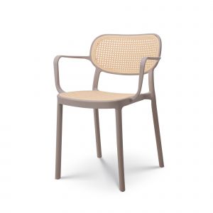 Kosmi Chaise de salle à manger Beige au style vintage avec accoudoirs