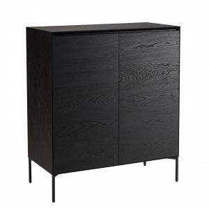 Macabane Buffet 2 portes 3 étagères Maxendre noir - 94x45x108 cm