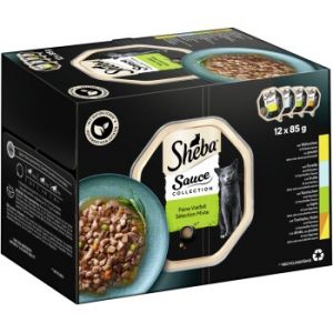 Sheba Lots économiques Les Barquettes de 48 x 85 g - Sauce Collection (lapin, truite, poulet, dinde)