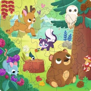 Ravensburger Puzzle en Bois rectangulaire - Animaux de la forêt - 22 pièces Robustes et Naturelles Dont 5 Figurines en Bois pour Jouer - Qualité Premium - pour Enfants à partir de 4 Ans - 12004080