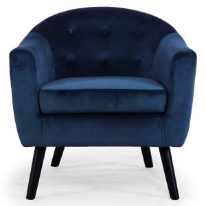 LesTendances Fauteuil Scandinave Velours Bleu ANTONIO