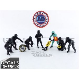 American Diorama 1/18 - 76551 - Figurines F1 Pit Crew Figures Set 1 Team Silver