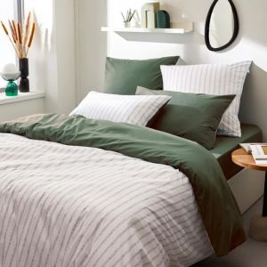 Linnea Housse de couette 300x240 cm percale coton GABY vert Kaki 300 x 240 cm