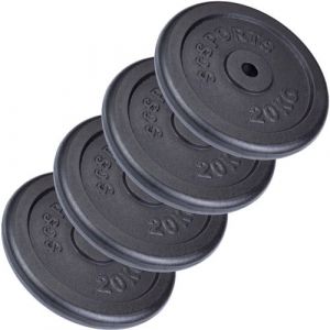 ScSPORTS Jeu de Disques de Poids - Set de 80 kg, Plaques 4 x 20 kg, 30/31 mm, en Fonte, Noir - Ensemble de Plaques de Poids, Fitness, Musculation à Domicile, Équipement de Gym, Haltérophilie