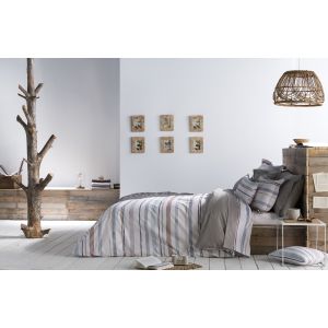 Naf Naf Housse de couette ETHAN gris/bleu/marron 240x220 cm - gris/bleu/marron