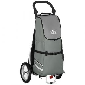 HOMCOM Chariot de Courses pour vélo remorque Pliable en Al ini avec Sac Amovible en Tissu capacité 55L