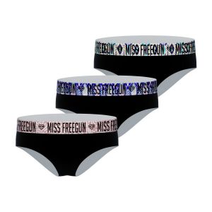 Freegun Culotte Femme Coton, sous-v&ecirc;tement F&eacute;minins, Confortable et Doux (Lot de 3), Noir Taille L