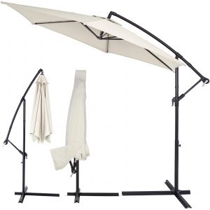 Parapluie cr&egrave;me Alu &Oslash;300cm protection UV 50+ avec housse