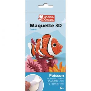 Maquette adhesive en carton 3D - Poisson Clown