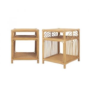 Table de chevet rotin 1 &eacute;tag&egrave;re 1 niche (lot de 2) Bandung