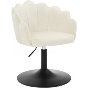 Woltu - Chaise de Coiffeuse Fauteuil Pivotant en Velours, R&eacute;glable en Hauteur, Cr&egrave;me