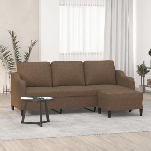 VidaXL Canapé à 3 places avec repose-pieds Marron 180 cm Tissu