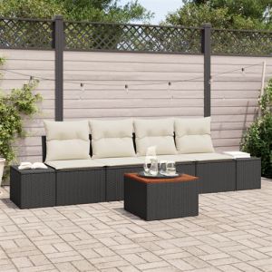 Image de VidaXL Ensemble de canapé de jardin 5 pièces avec coussins noir poly rattan acacia