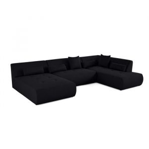 Onyx - canapé panoramique modulable d'angle droit - 7 places - en tissu mailles 3D - Noir